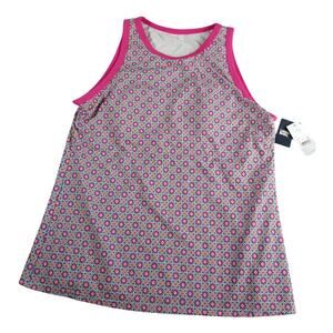 Lands End Swim Top Womens XL Size 18 Pink Floral Geometric Pattern Tankini NWT
